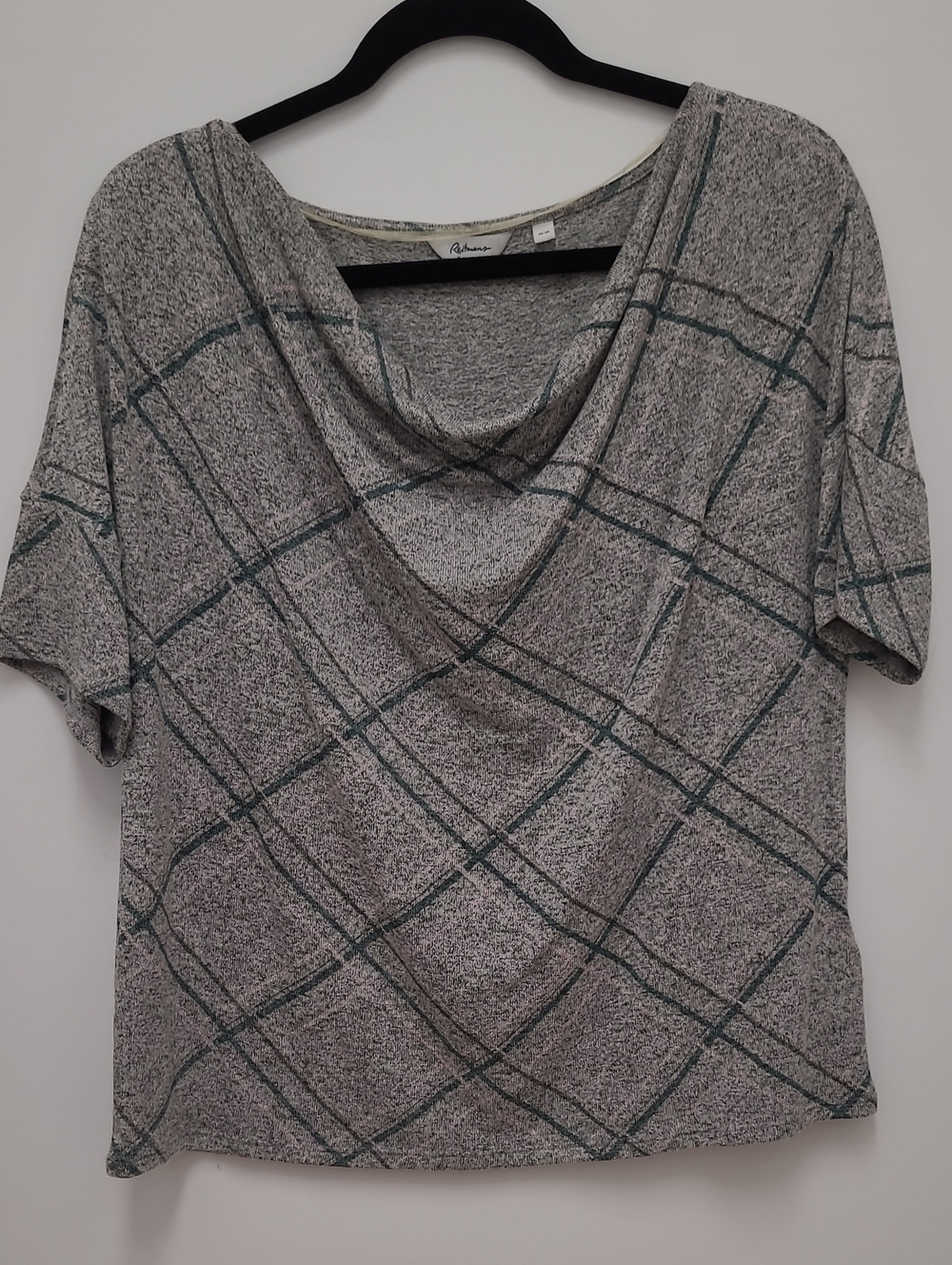 Reitmans Gray Heather Cowl Neck Short Sleeve Top